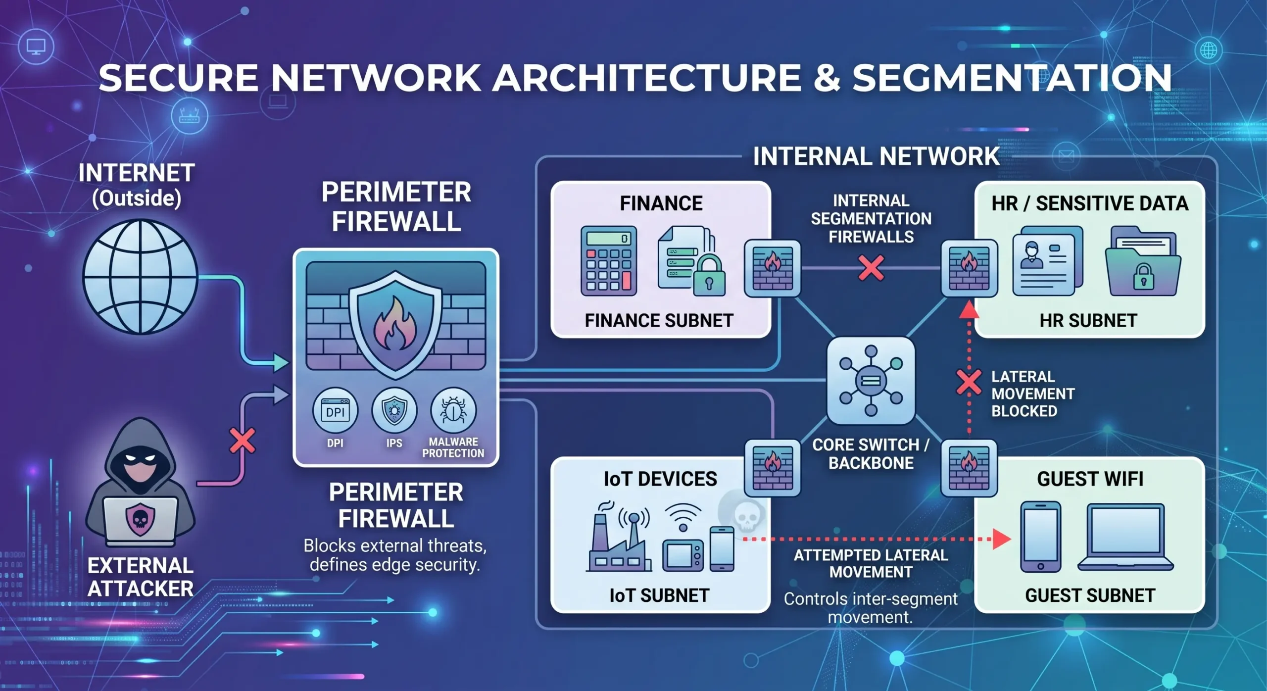 firewall enabling network segmentation architecture diagram with subnets