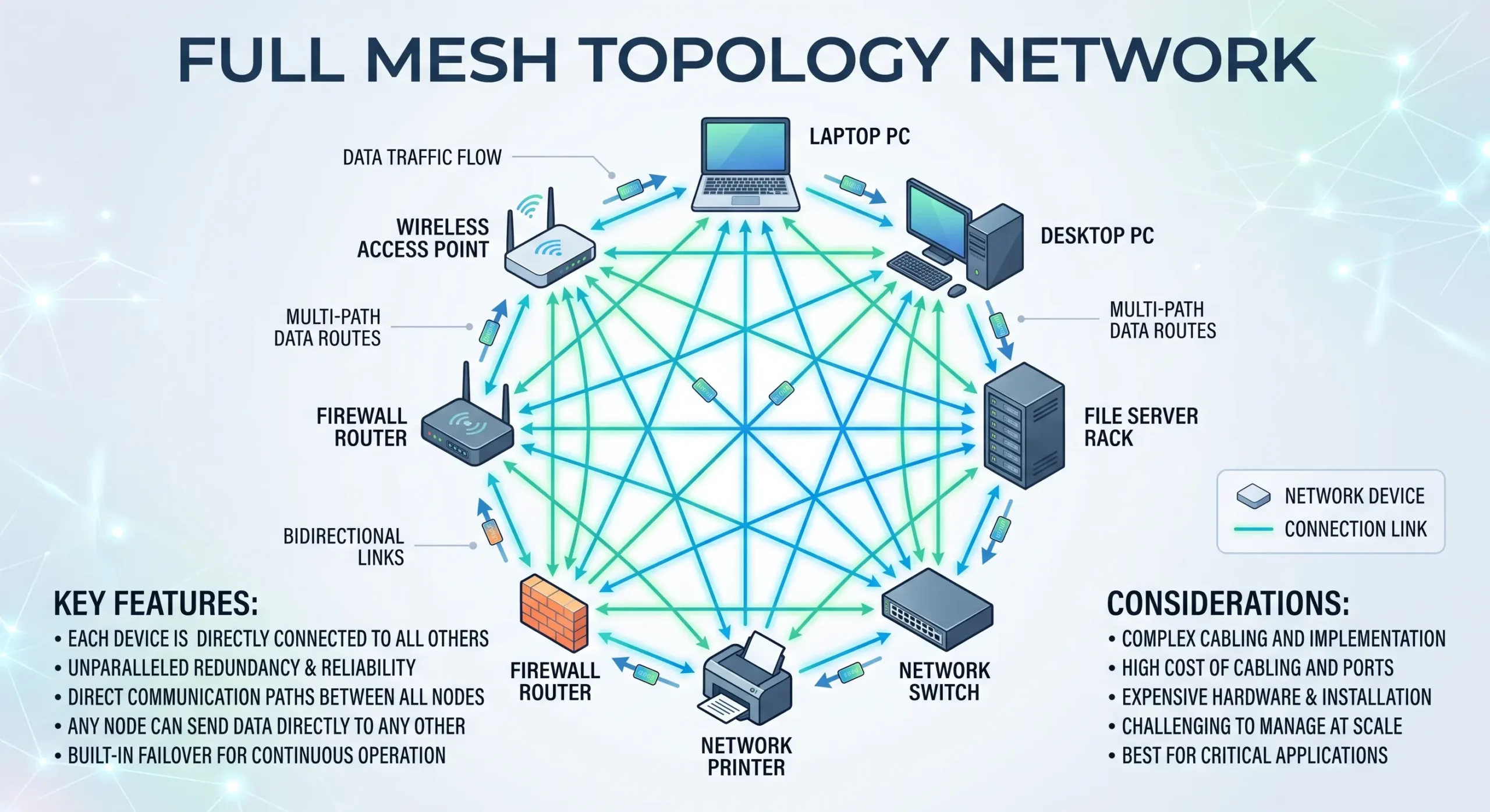 Mesh topology diagram showing full mesh network