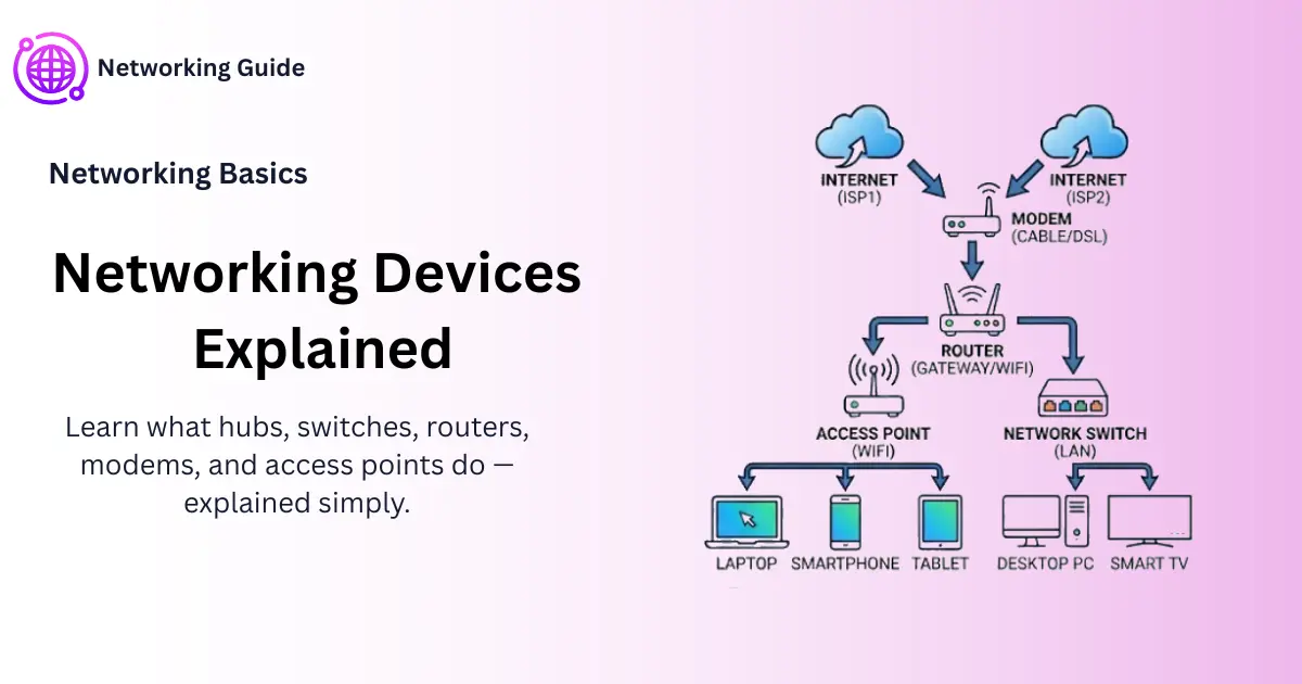 Networking devices explained - hub, switch, router, modem and access point